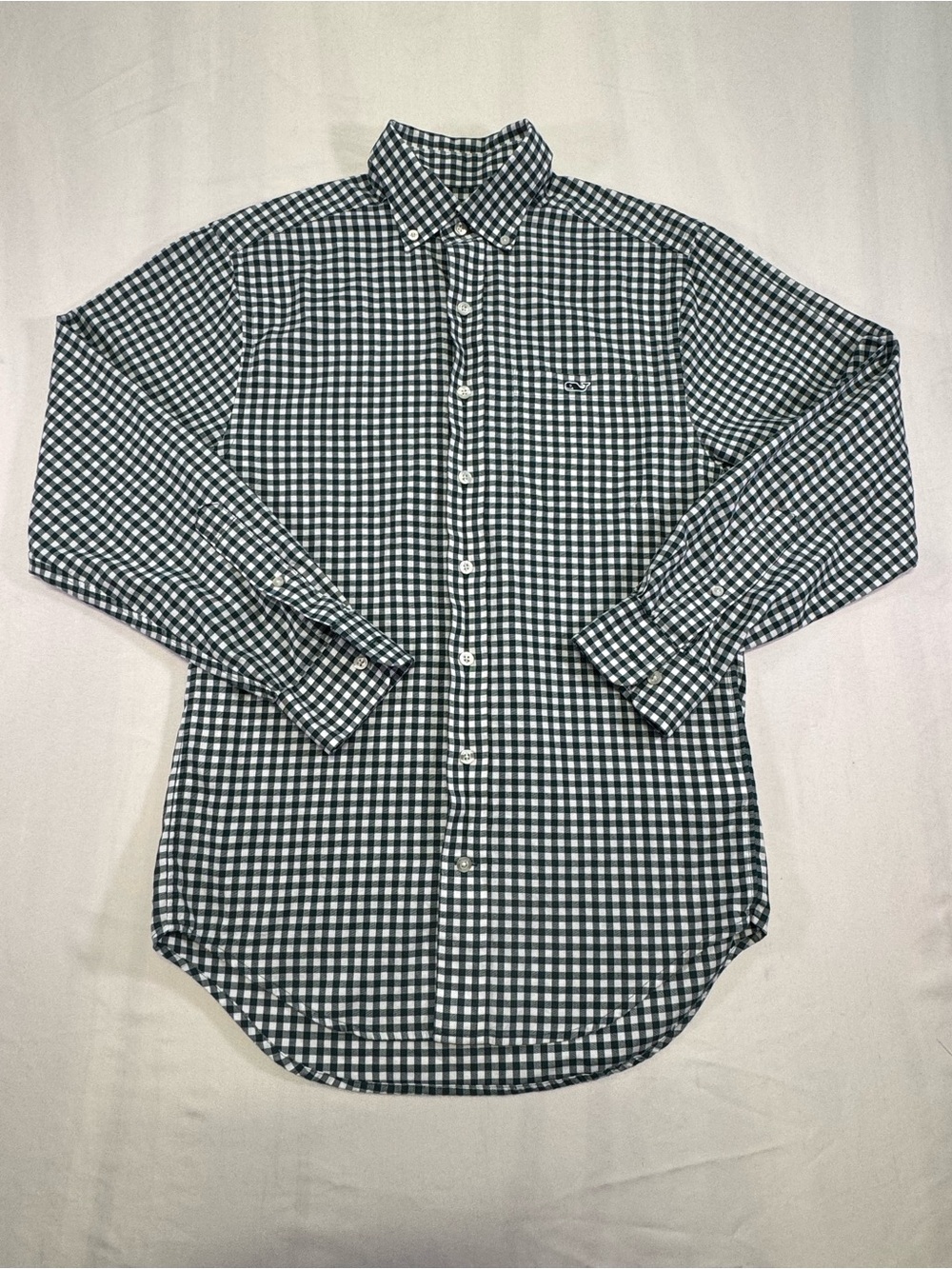 Vineyard Vines Green and White Gingham Button-Down Shirt
